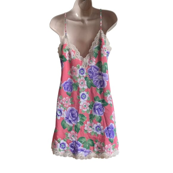 Victoria's Secret 80s Vintage Camisole Gold Label Floral Pink Purple Roses Smal - Picture 2 of 10